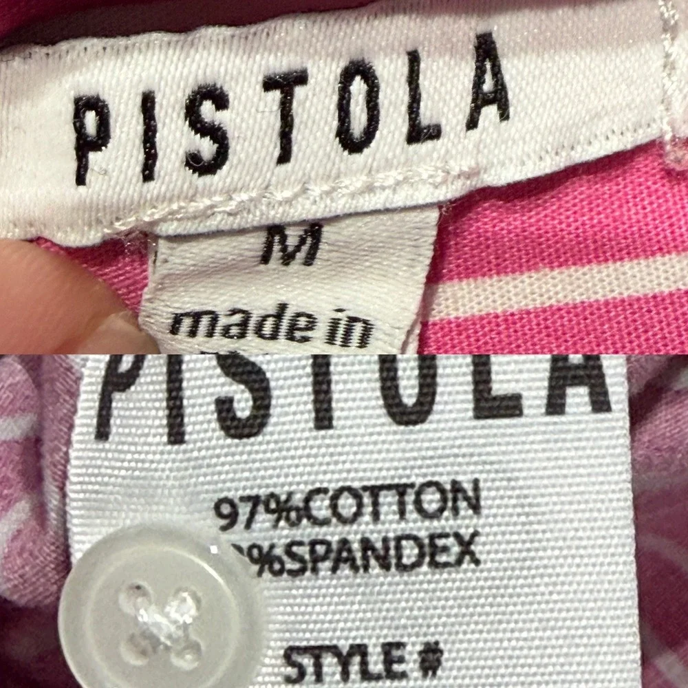 Pistola Striped Cotton Button Down Romper Size M Preppy Coastal Euro Summer
